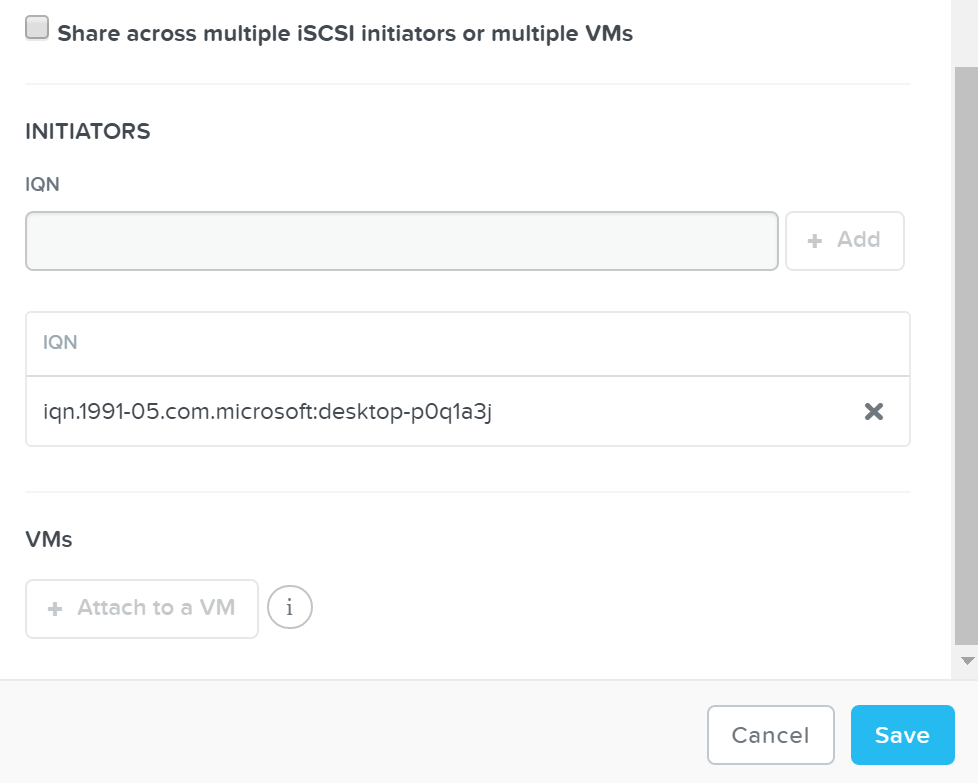 Block Services - Add Initiator IQN / VM