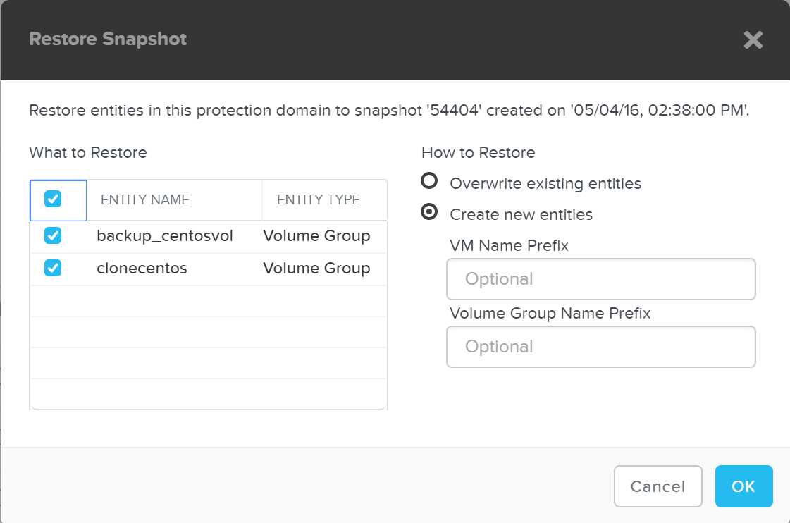 DR - Restore Snapshot